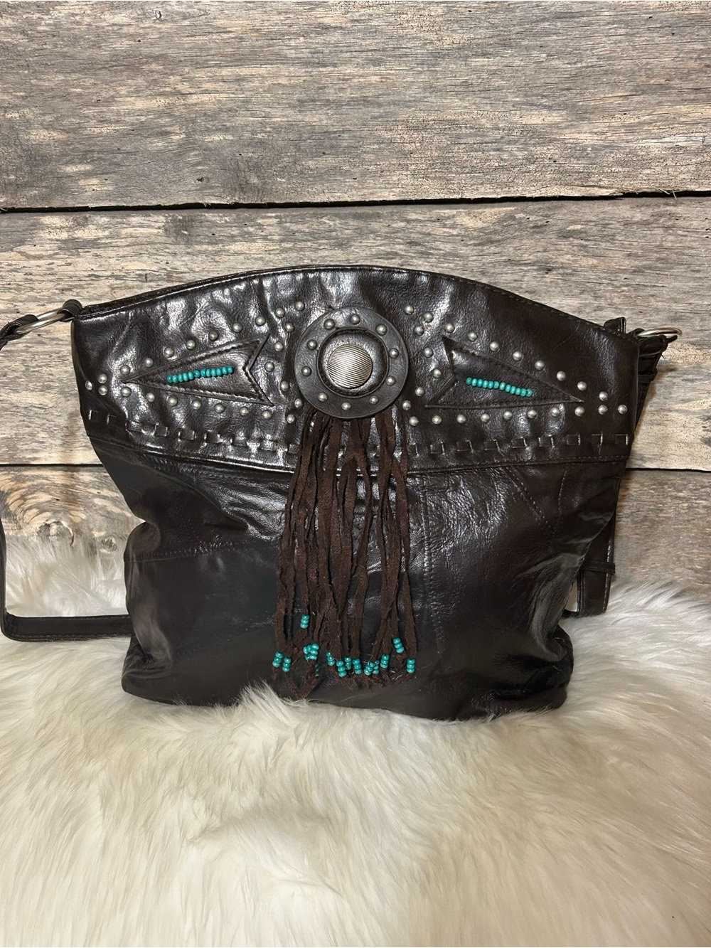 Studded Western Fringe Purse